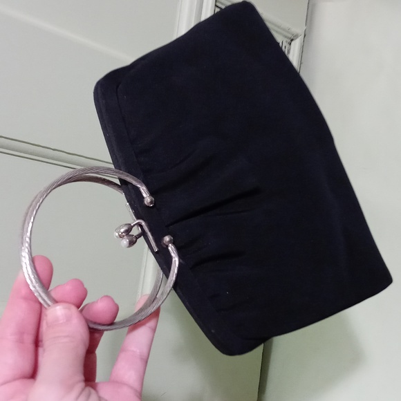 Women's Ande vintage bracelet wristlet evening funeral bag black 10" × 8" - Picture 7 of 9